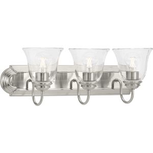 Clear Glass 3 Light 24 inch Brushed Nickel Vanity Light Wall Light