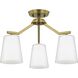 Vertex 3 Light 18 inch Brushed Gold Convertible Chandelier Ceiling Light