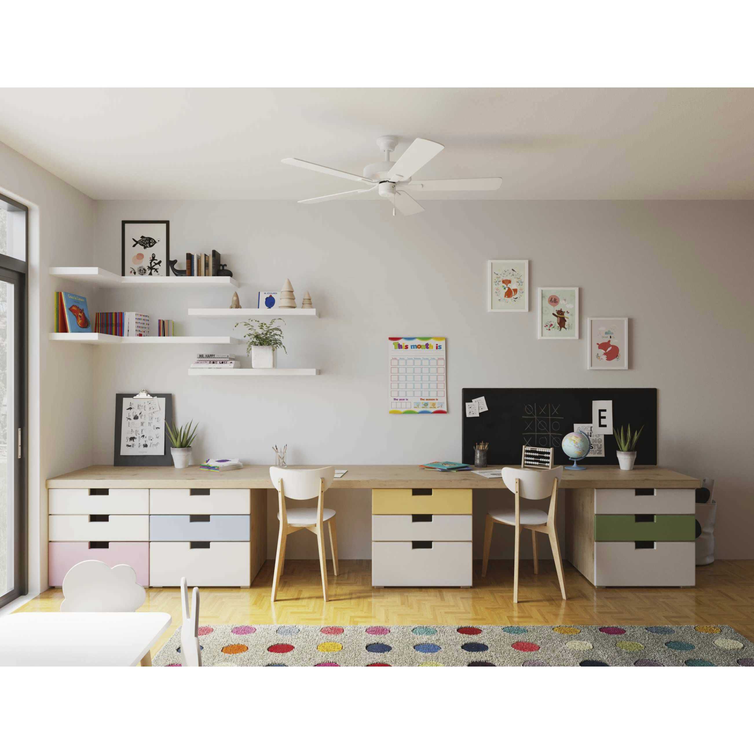 AirPro Builder 52 inch White with White/Antique Wood Blades Ceiling Fan