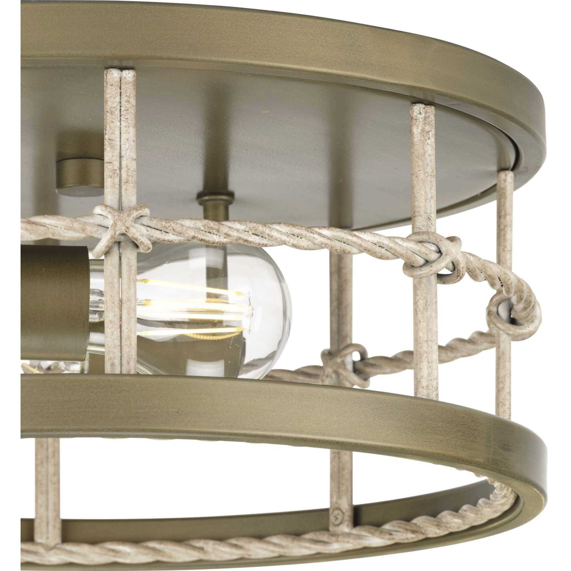 Lattimore 2 Light 13 inch Aged Brass Flushmount Ceiling Light, Design Series