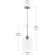 Ilia 1 Light 8 inch Brushed Nickel Pendant Ceiling Light