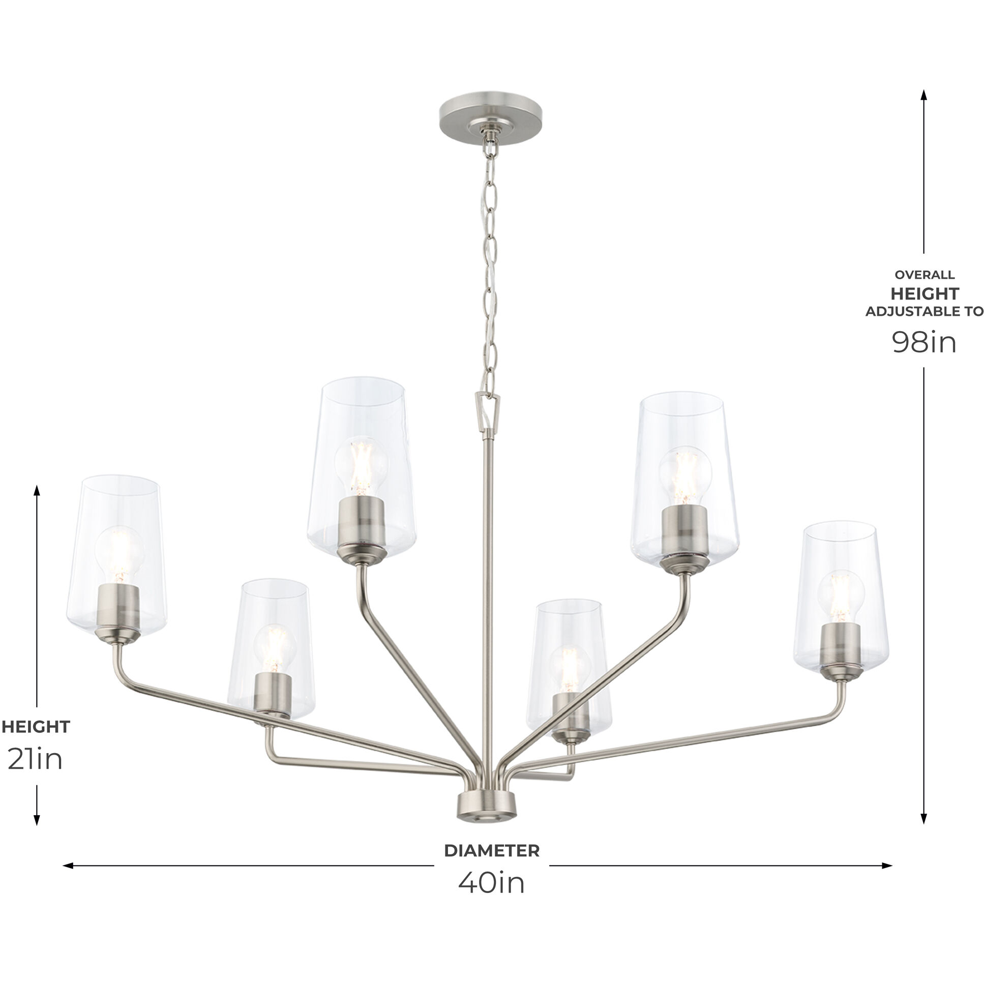 Celino 6 Light 40 inch Brushed Nickel Large Chandelier Ceiling Light