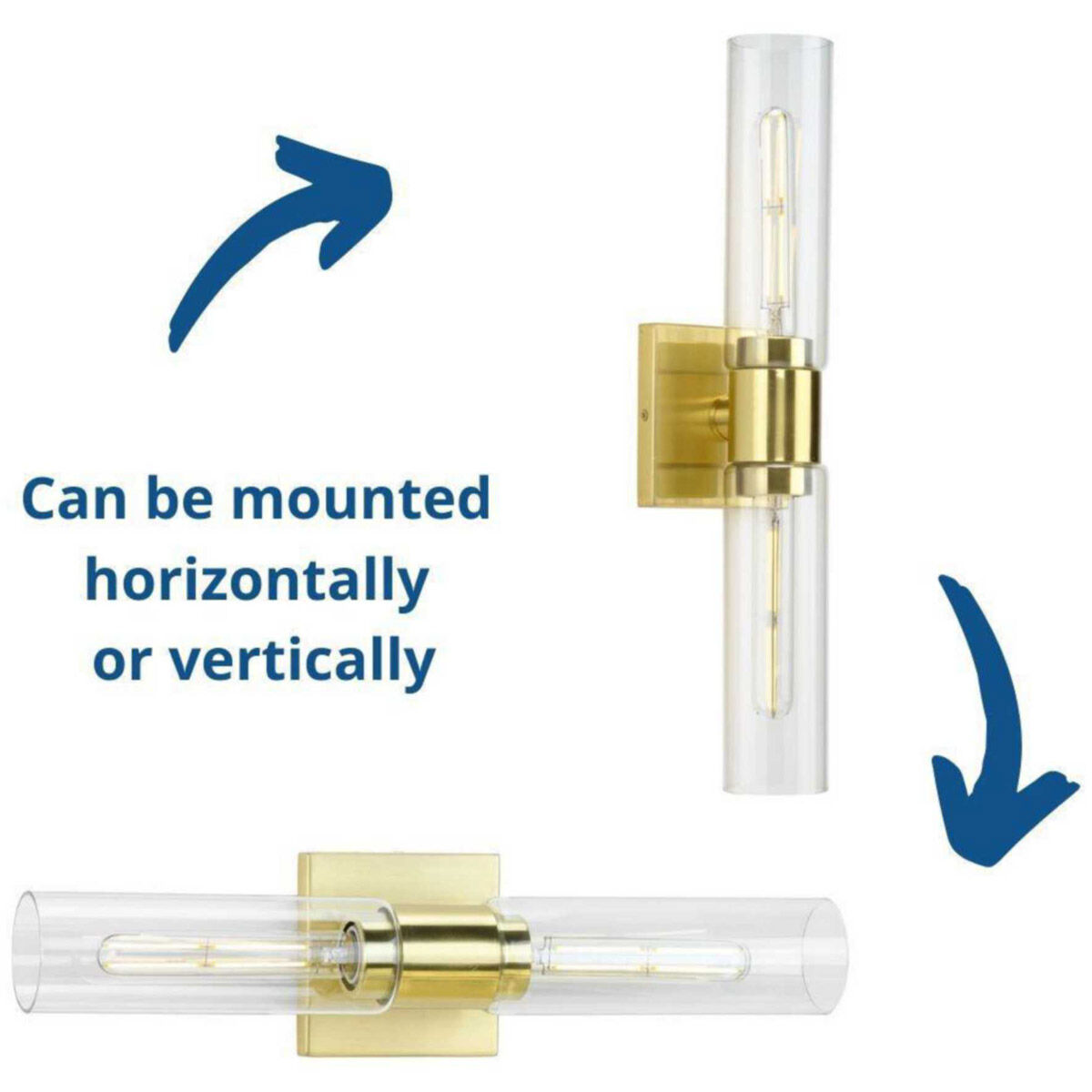 Clarion 2 Light 20 inch Satin Brass Bath Vanity Wall Light