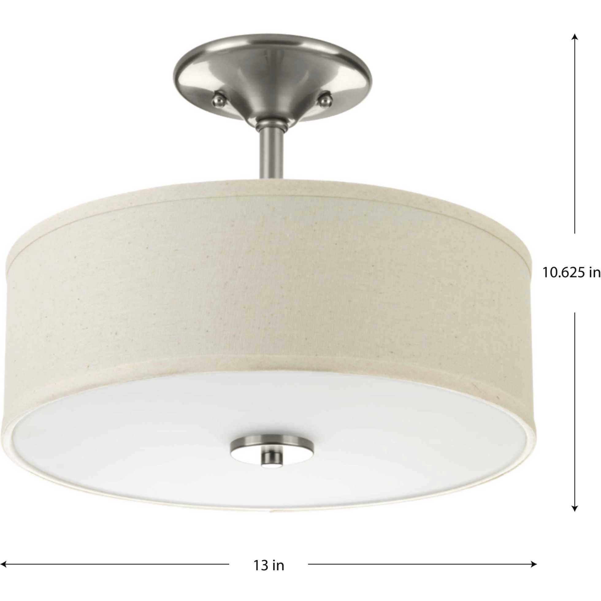 Inspire LED LED 13 inch Brushed Nickel Semi-Flush Mount Ceiling Light, Progress LED