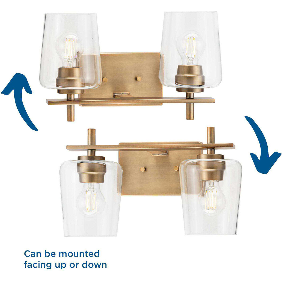 Calais 2 Light 15 inch Vintage Brass Bath Vanity Wall Light