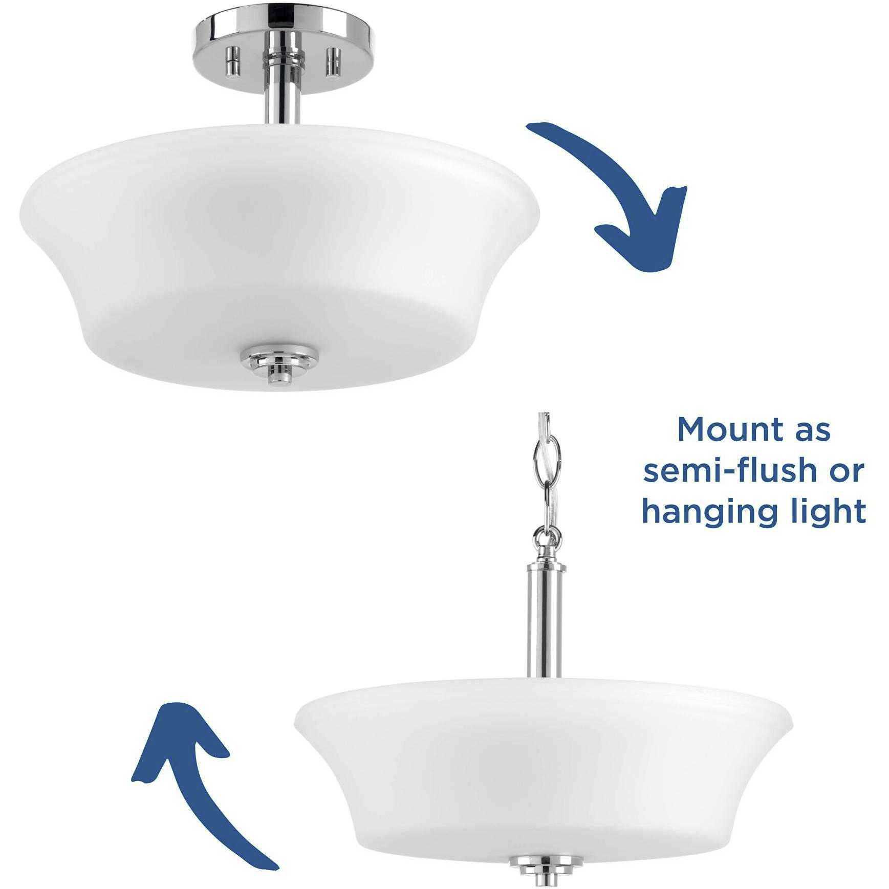 Cascadia 2 Light 14 inch Polished Chrome Semi-Flush Mount Convertible Ceiling Light