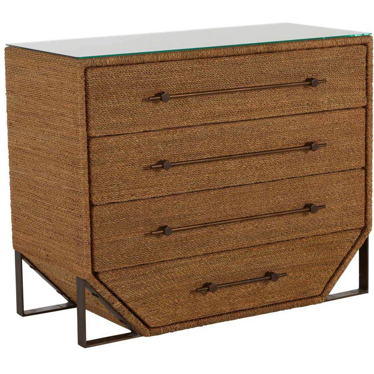 Chase Natural Seagrass / Antique Bronze Metal / Tempered Glass Chest
