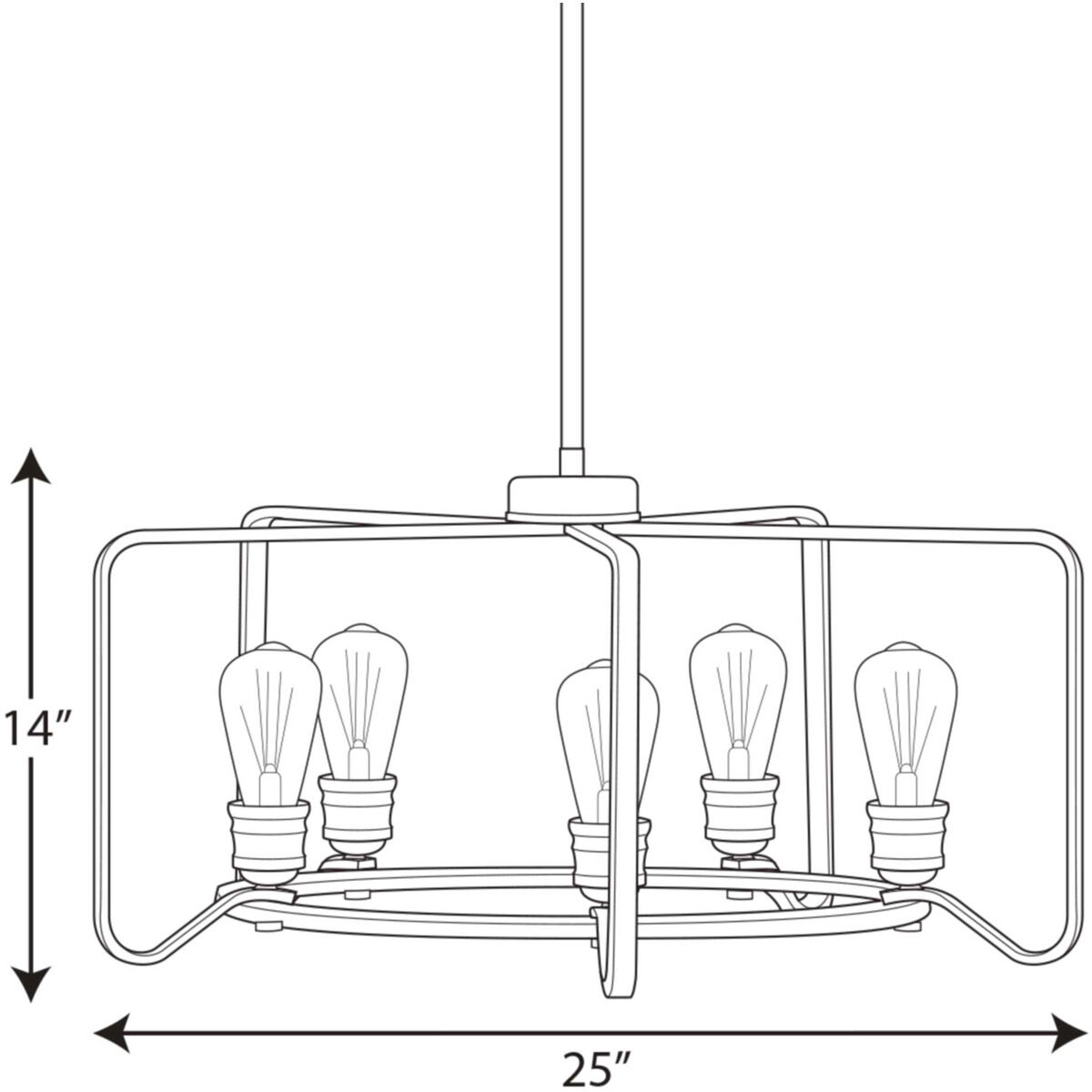 Foster 5 Light 25 inch Gilded Iron Chandelier Ceiling Light