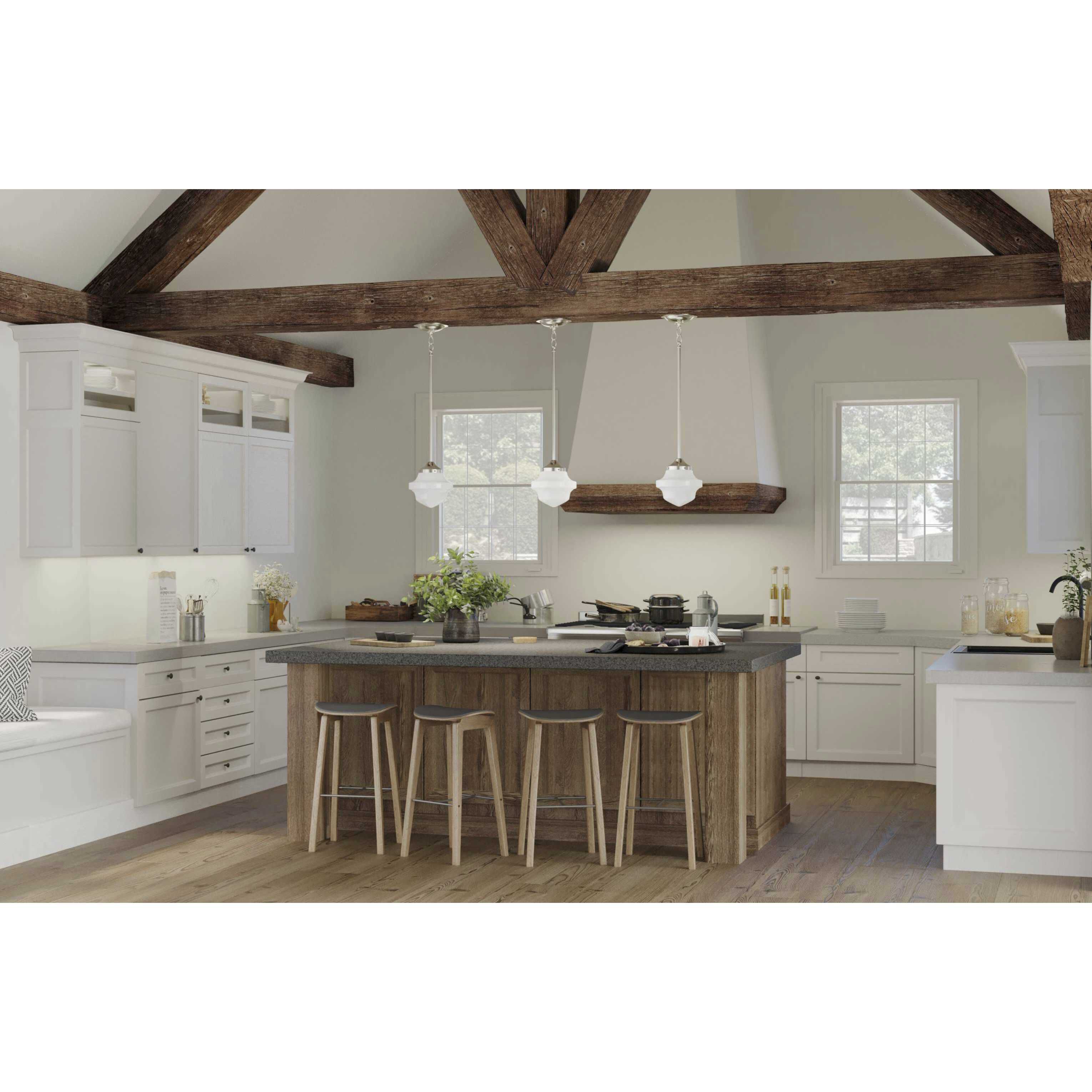 School House 1 Light 8 inch Brushed Nickel Mini-Pendant Ceiling Light