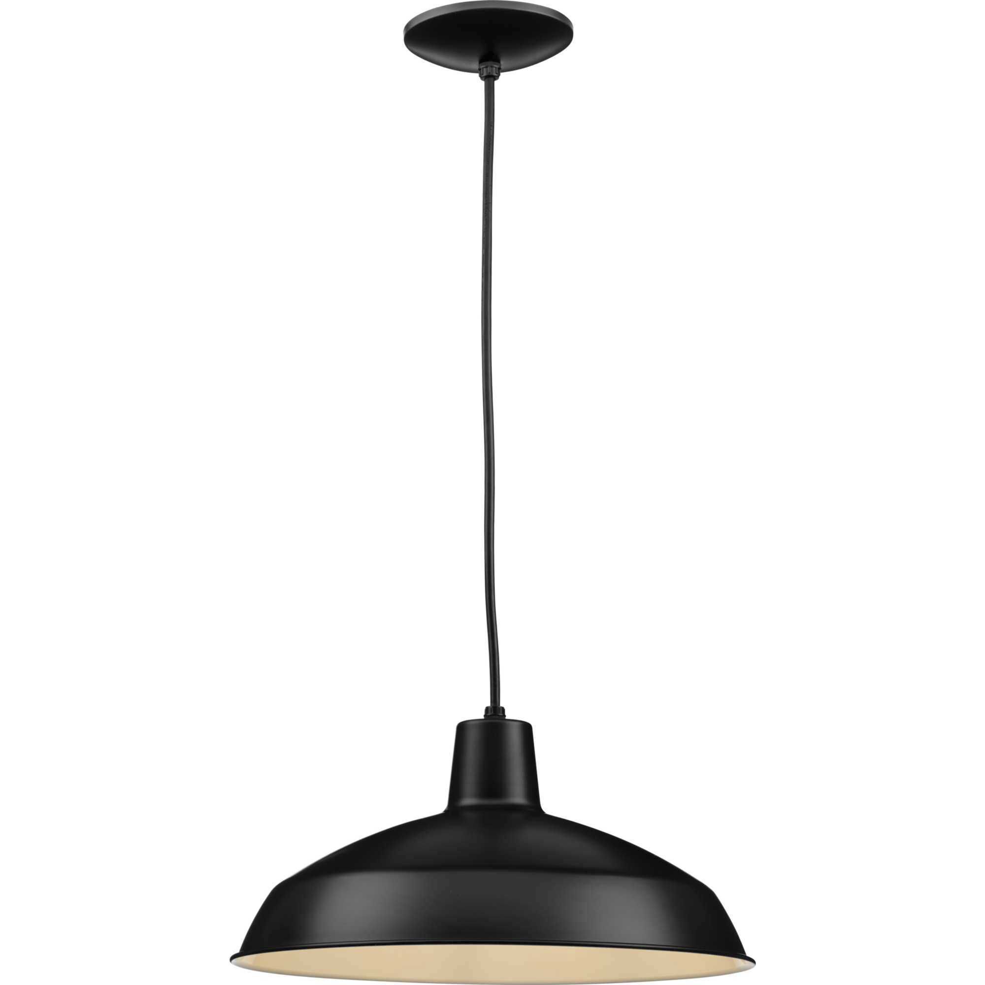 Metal Shade 1 Light Matte Black Pendant Ceiling Light in Standard