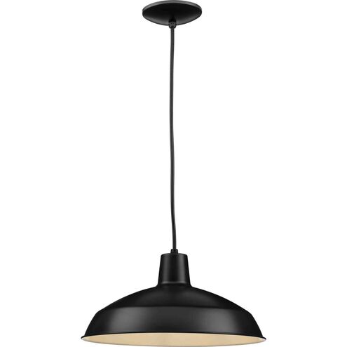 Metal Shade 1 Light Matte Black Pendant Ceiling Light in Standard