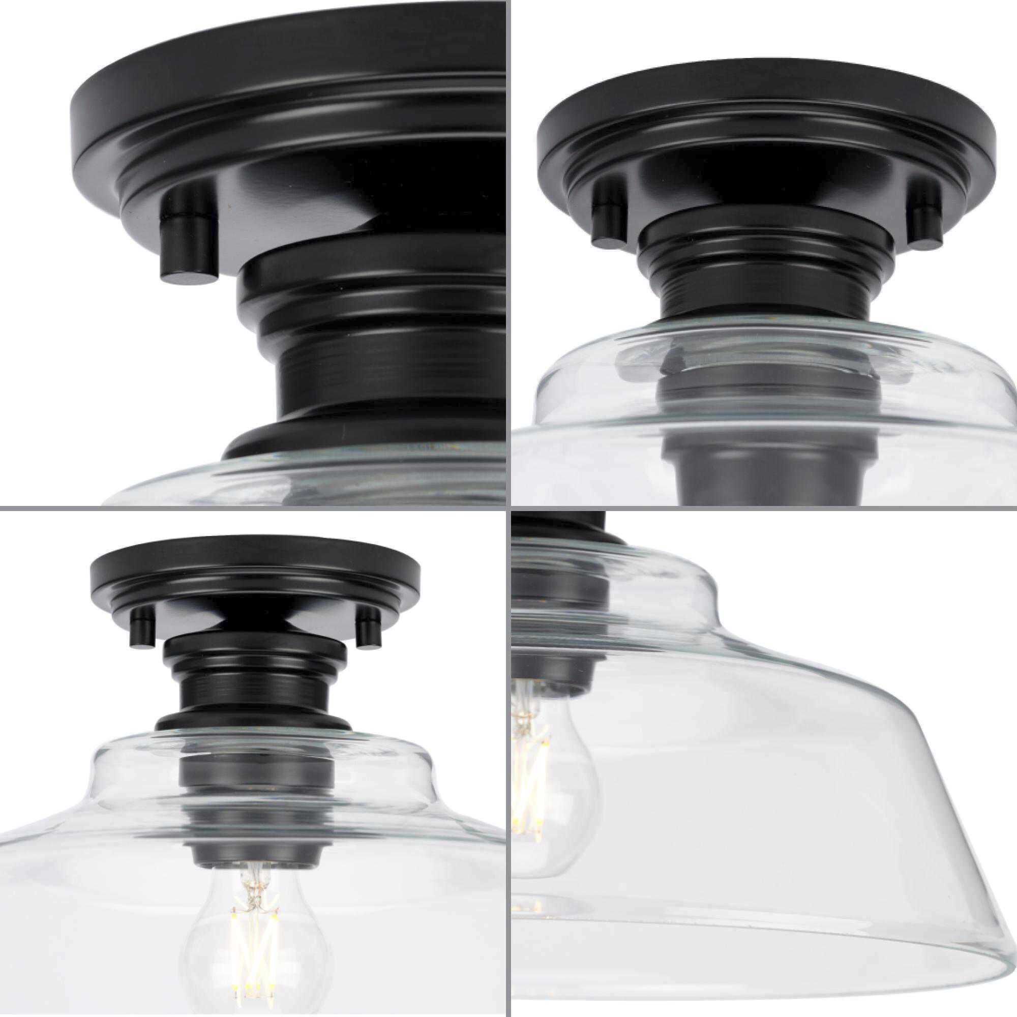 Singleton 1 Light 14 inch Matte Black Semi-Flush Mount Ceiling Light