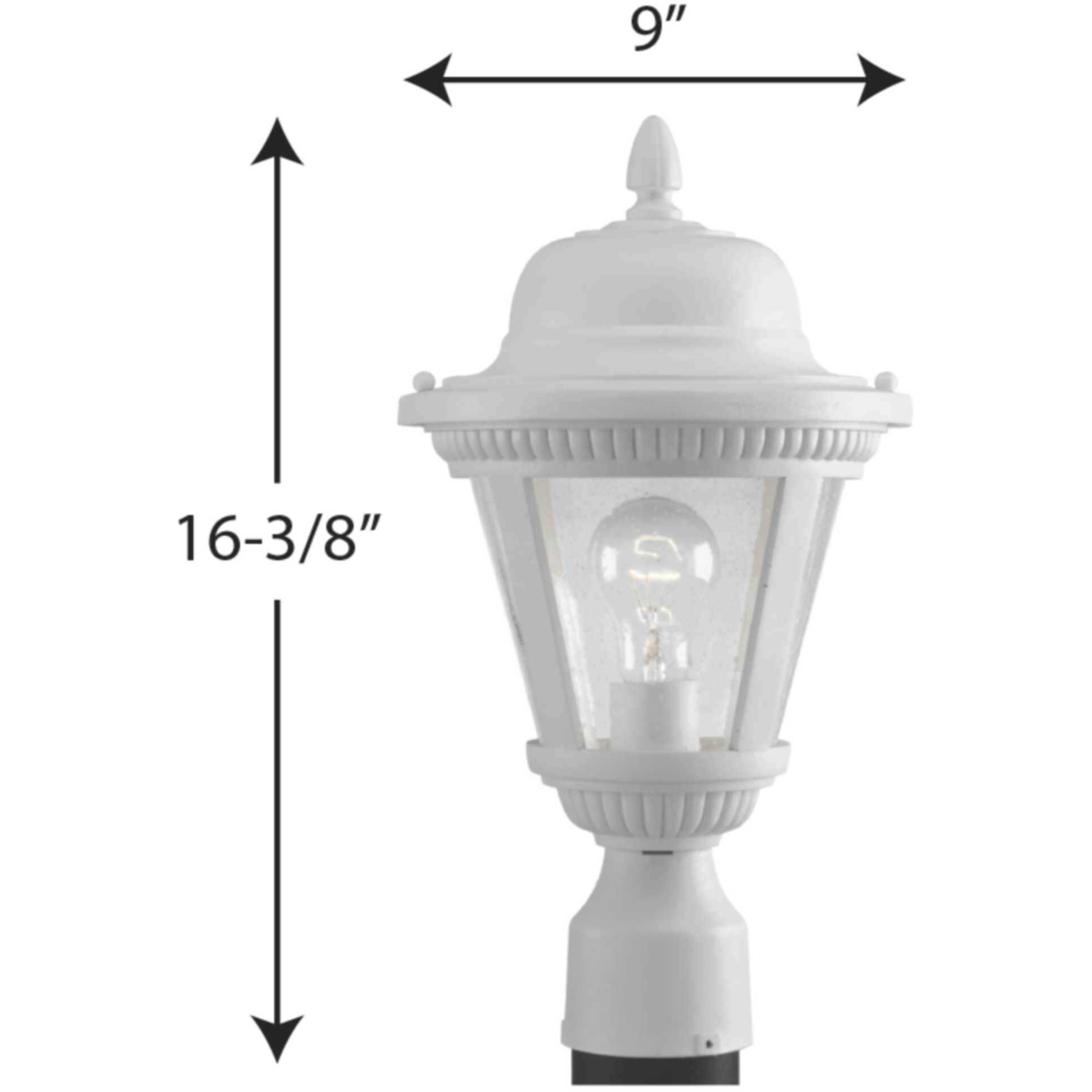 Westport 1 Light 16 inch White Outdoor Post Lantern in Clear Seeded, Small