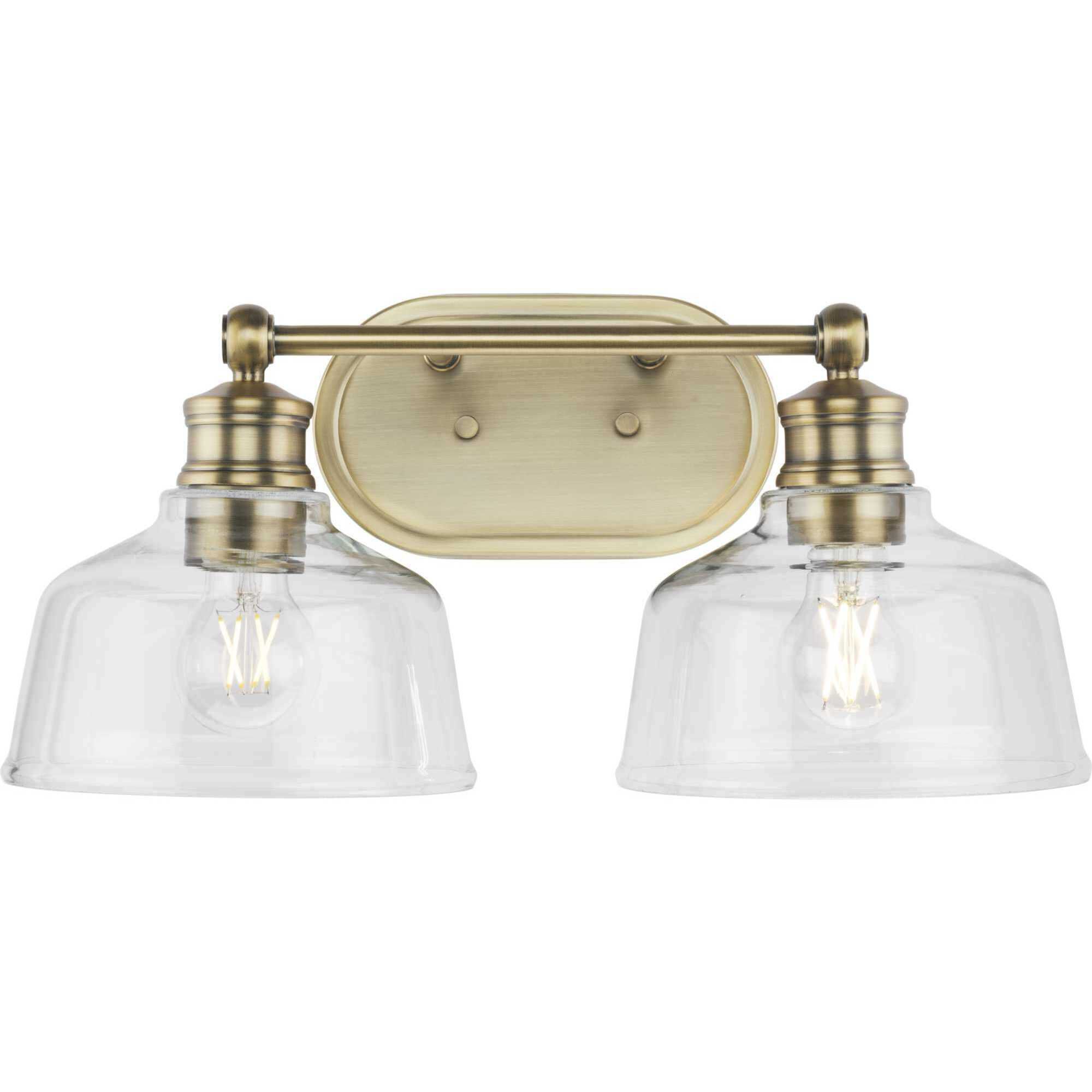 Singleton 2 Light 17 inch Vintage Brass Bath Vanity Wall Light