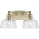Singleton 2 Light 17 inch Vintage Brass Bath Vanity Wall Light