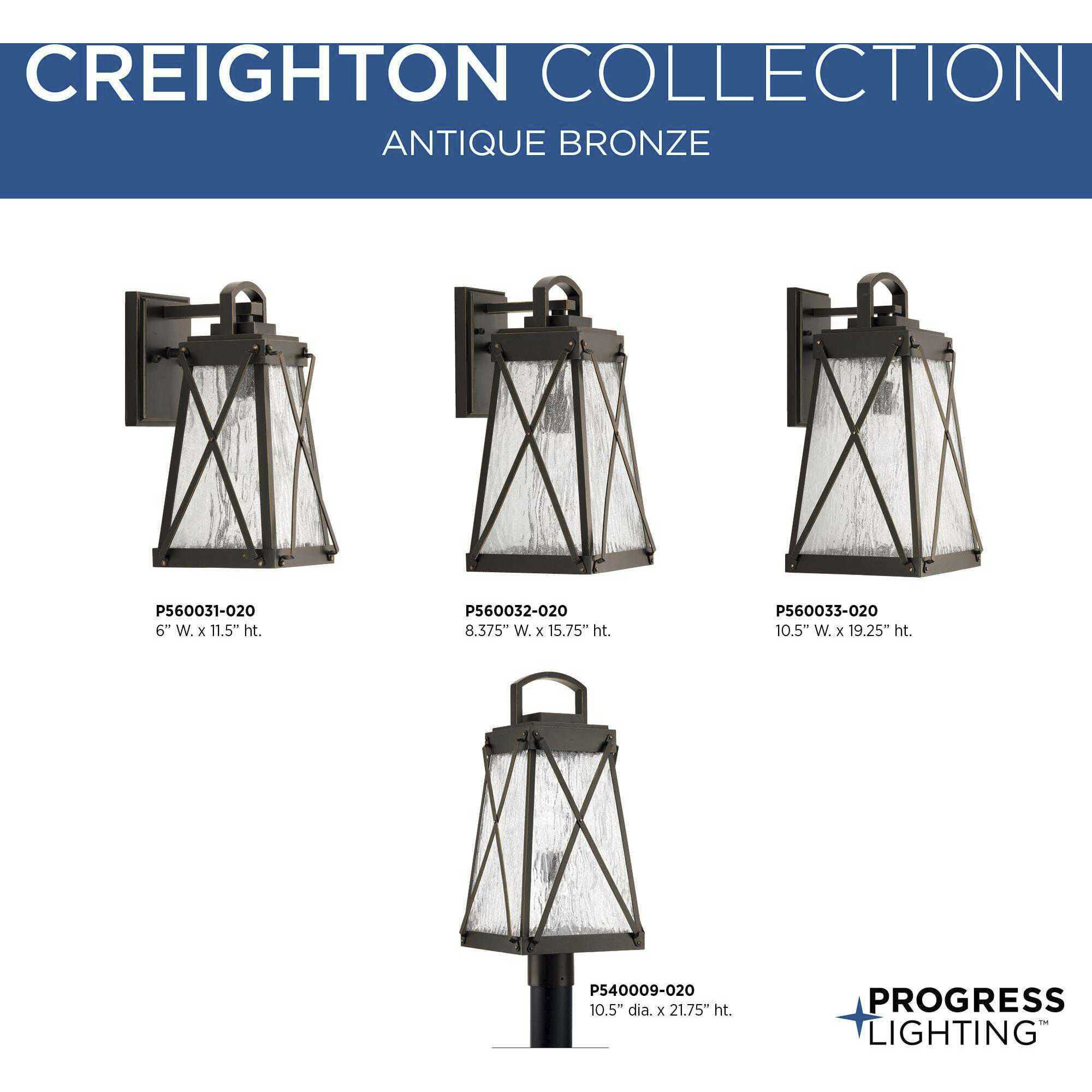 Creighton 1 Light 16 inch Antique Bronze Outdoor Wall Lantern, Medium, Design Series