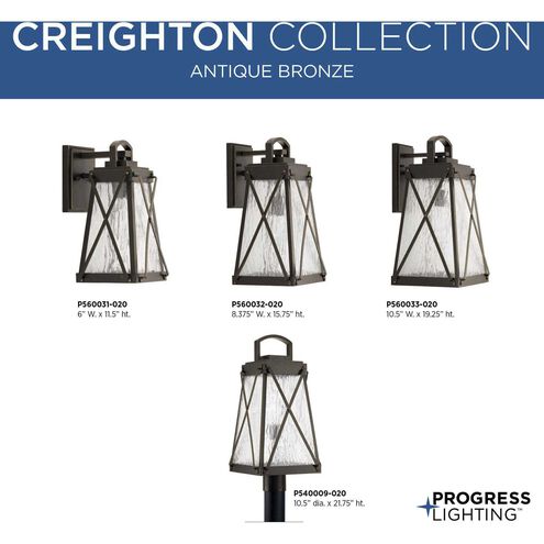 Creighton 1 Light 16 inch Antique Bronze Outdoor Wall Lantern, Medium, Design Series