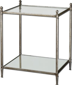 Gannon 27 X 23 inch Antiqued Silver Leaf End Table