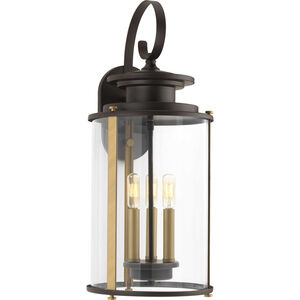 Squire 3 Light 23 inch Antique Bronze Outdoor Wall Lantern in Antique Bronze and Vintage Brass, Large