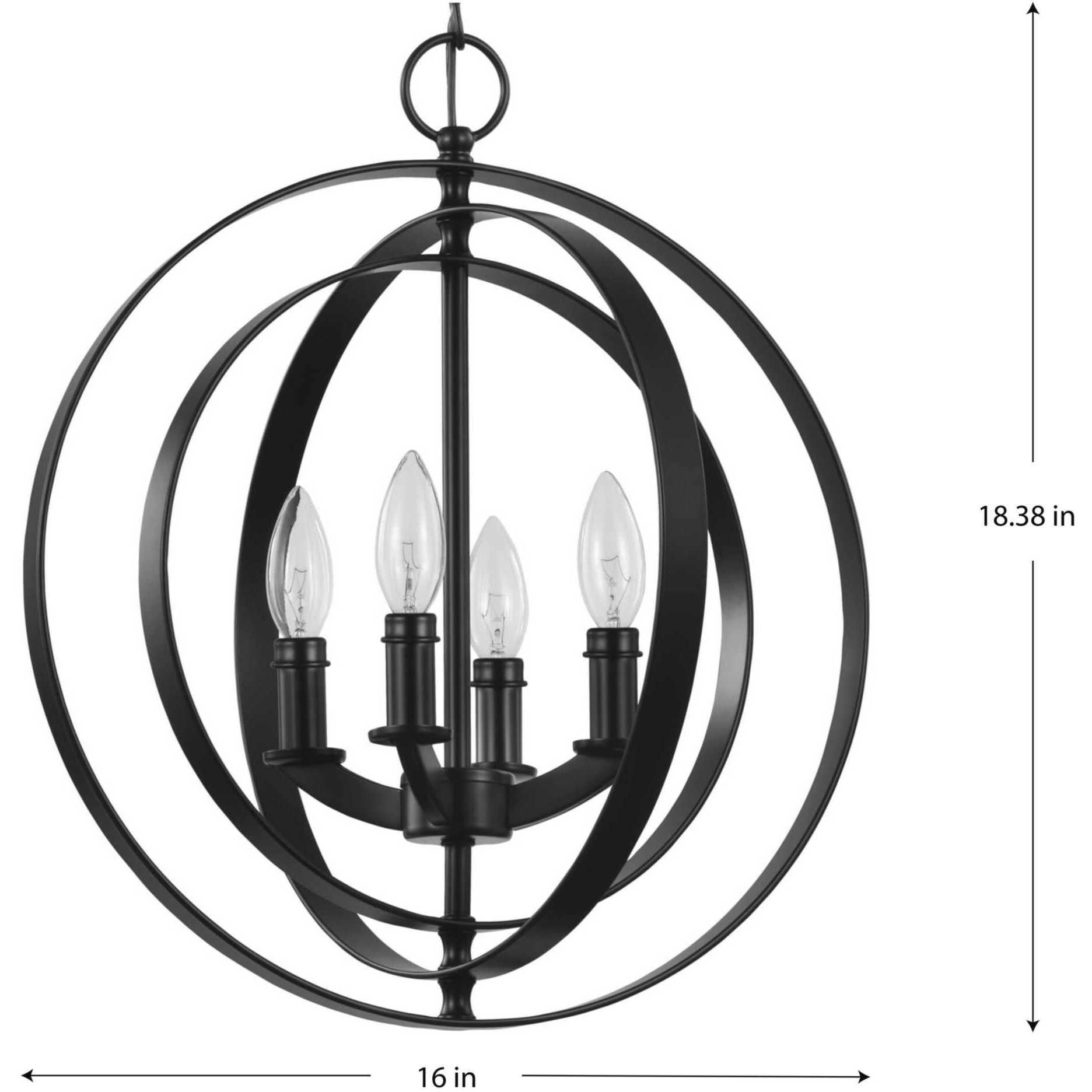 Equinox 4 Light 16 inch Matte Black Pendant Ceiling Light