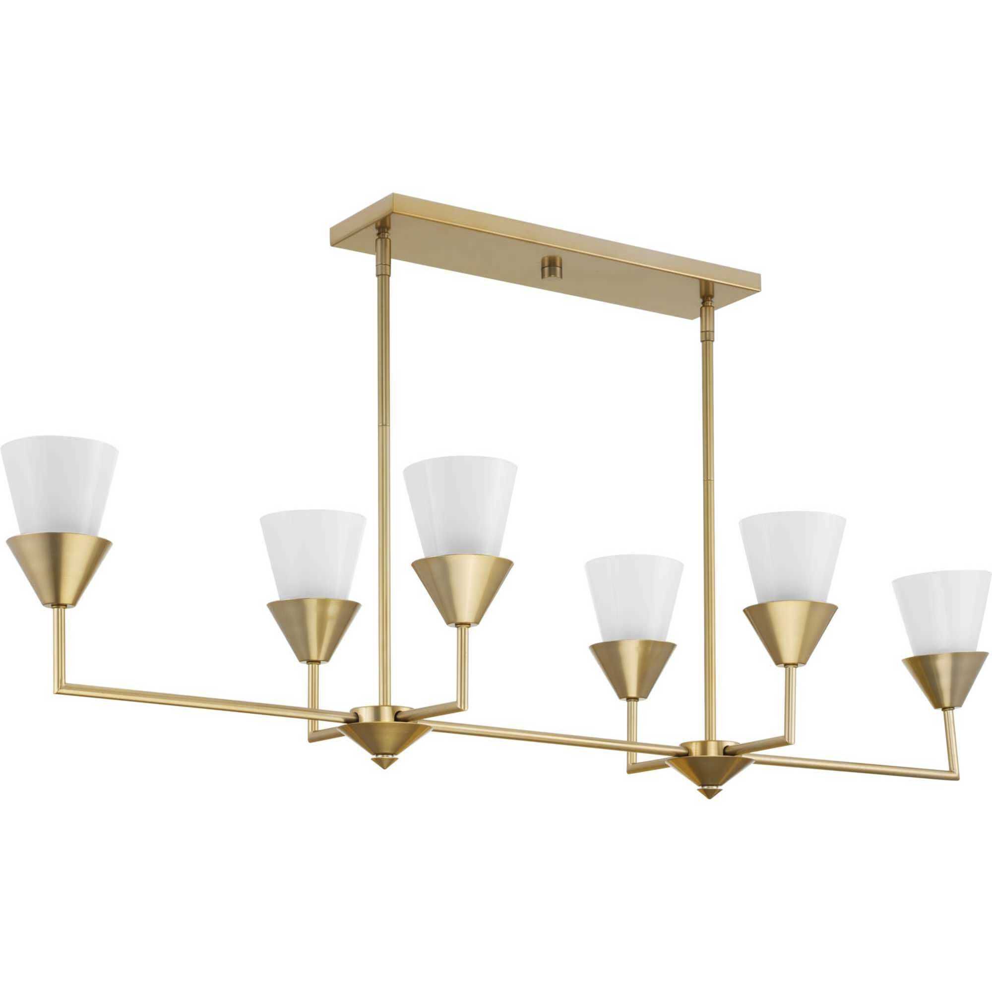 Pinellas 6 Light 50 inch Soft Gold Linear Chandelier Ceiling Light, Design Series