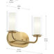 Mack 2 Light 12.75 inch Brushed Gold Vanity Light Wall Light