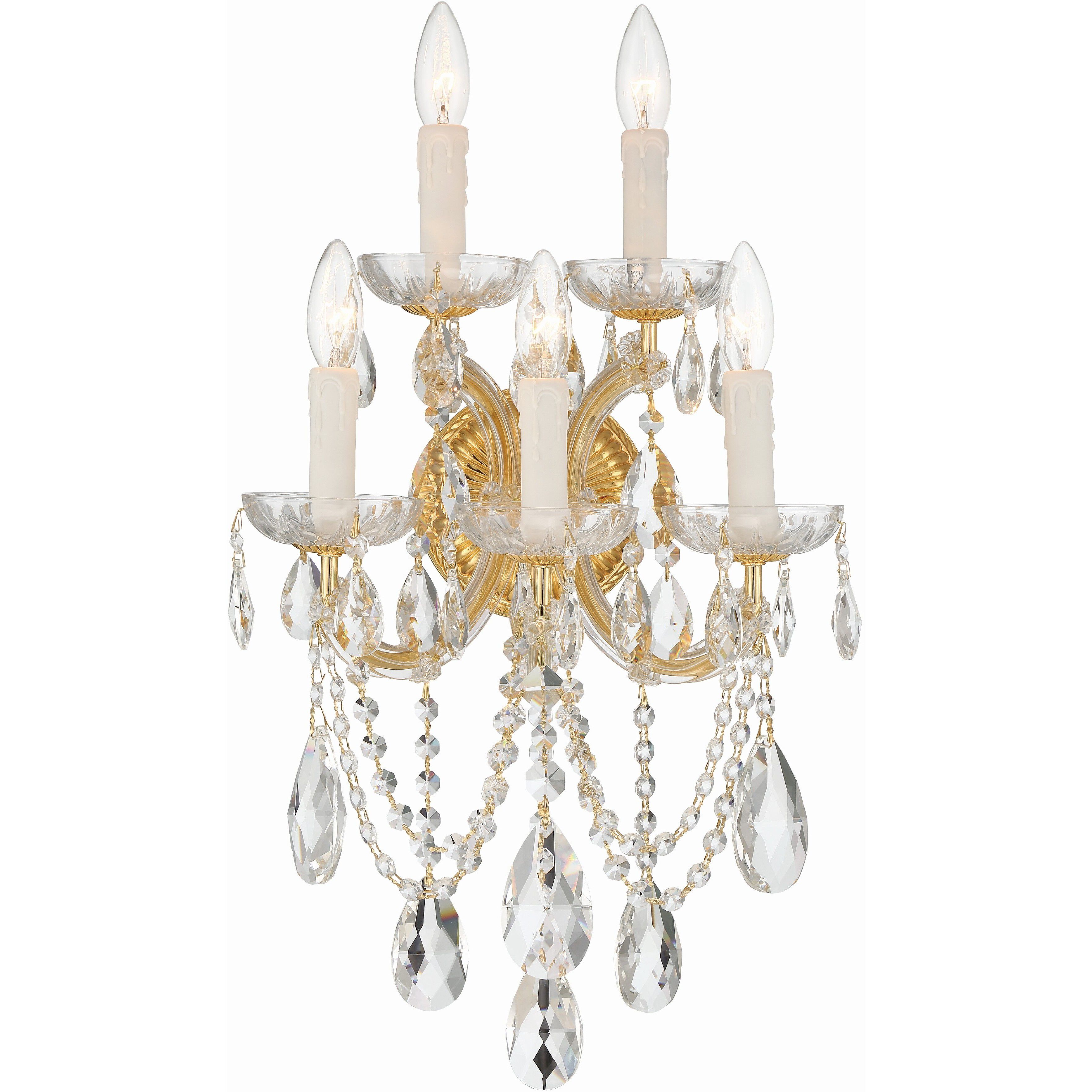 Maria Theresa Sconce Wall Light in Clear Swarovski Strass, Gold