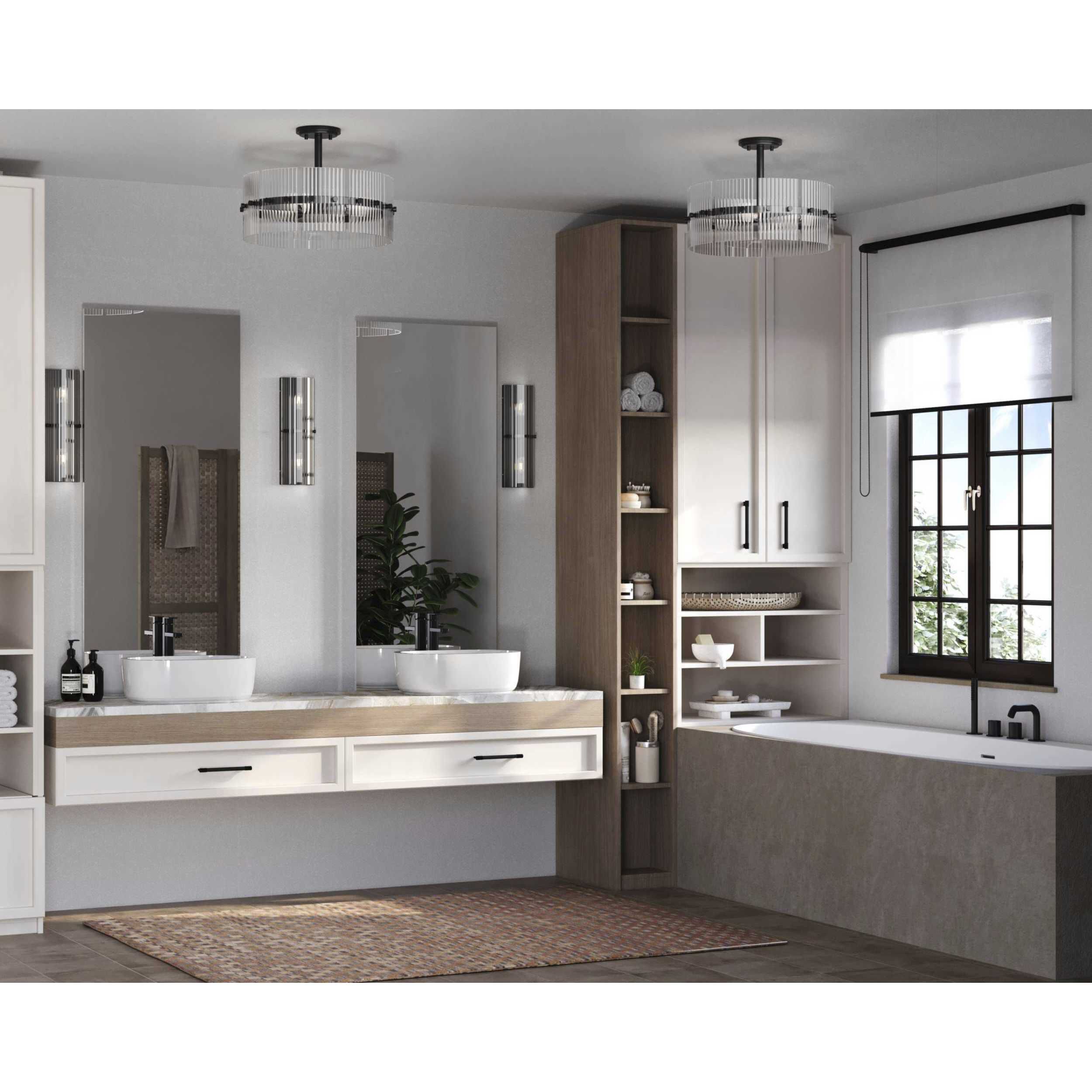 Seville 4 Light 17.87 inch Matte Black Convertible Pendant Ceiling Light, Design Series