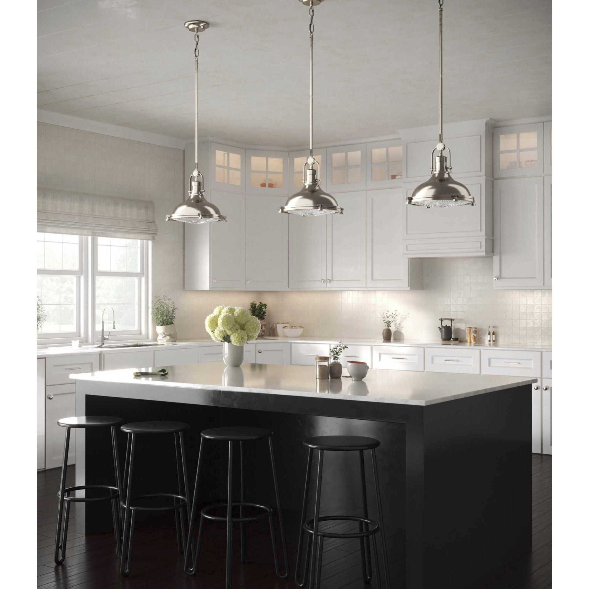 Progress P5188 09 Fresnel Lens 1 Light 12.13 inch Brushed Nickel Pendant Ceiling Light in Standard Lamping
