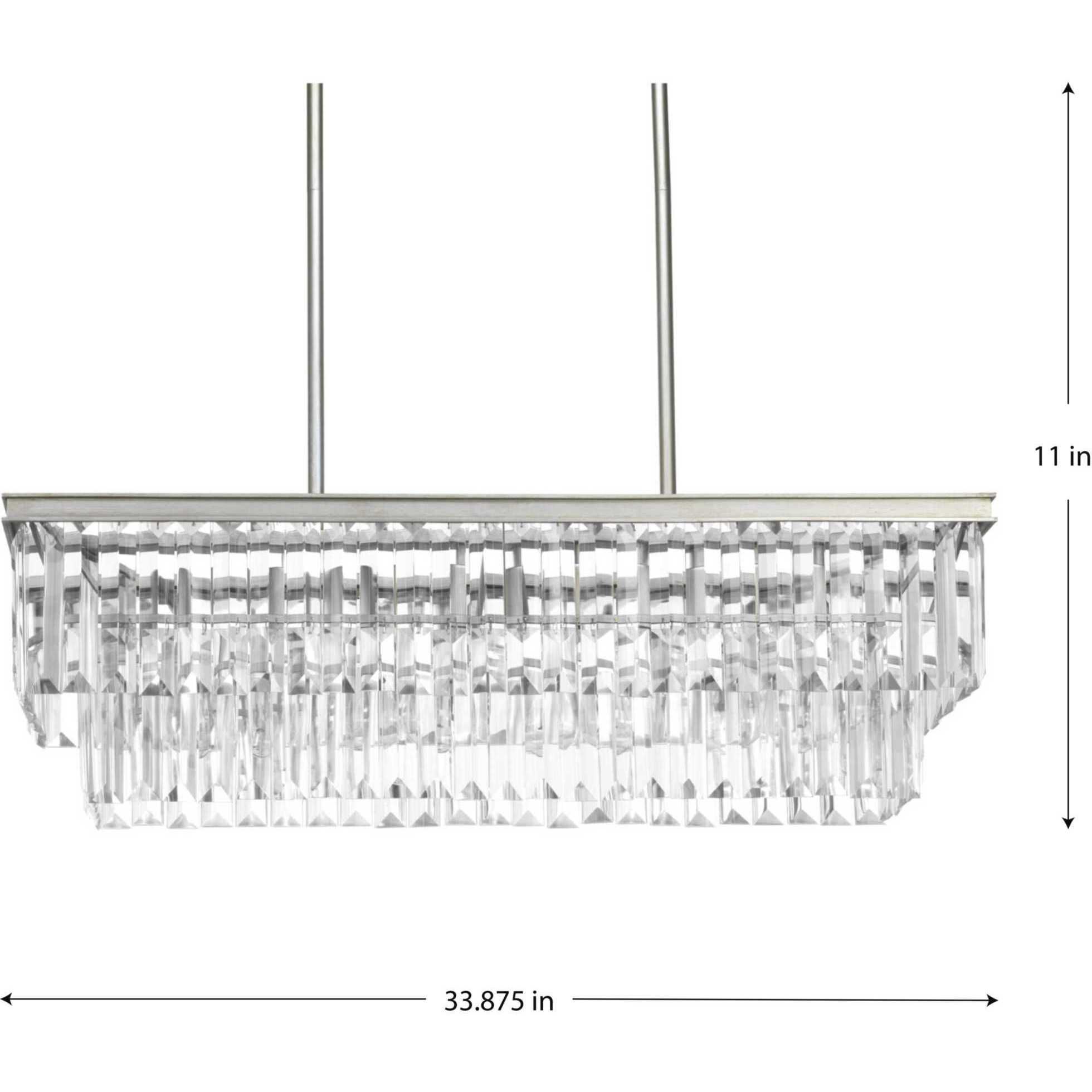 Glimmer 4 Light 34 inch Silver Ridge Linear Chandelier Ceiling Light, Design Series
