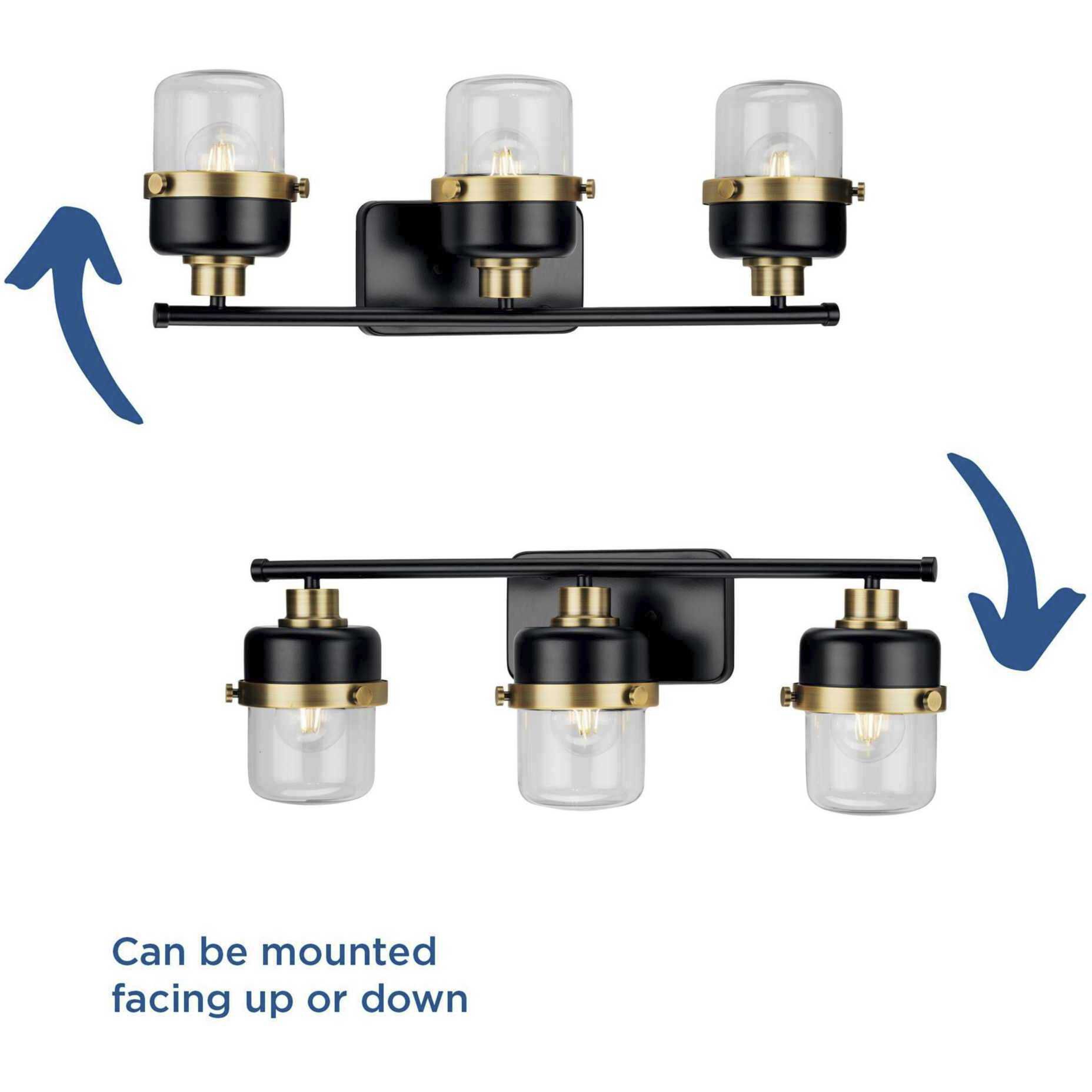 Beckner 3 Light 24.12 inch Matte Black Bath Light Wall Light