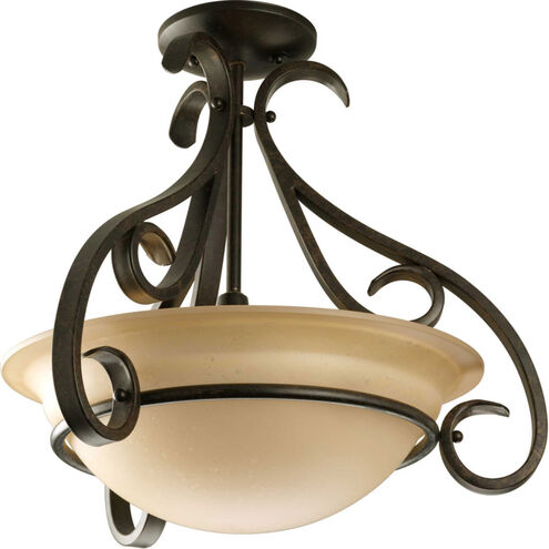 Torino 3 Light 18 inch Forged Bronze Foyer Pendant Ceiling Light in Tea-Stained