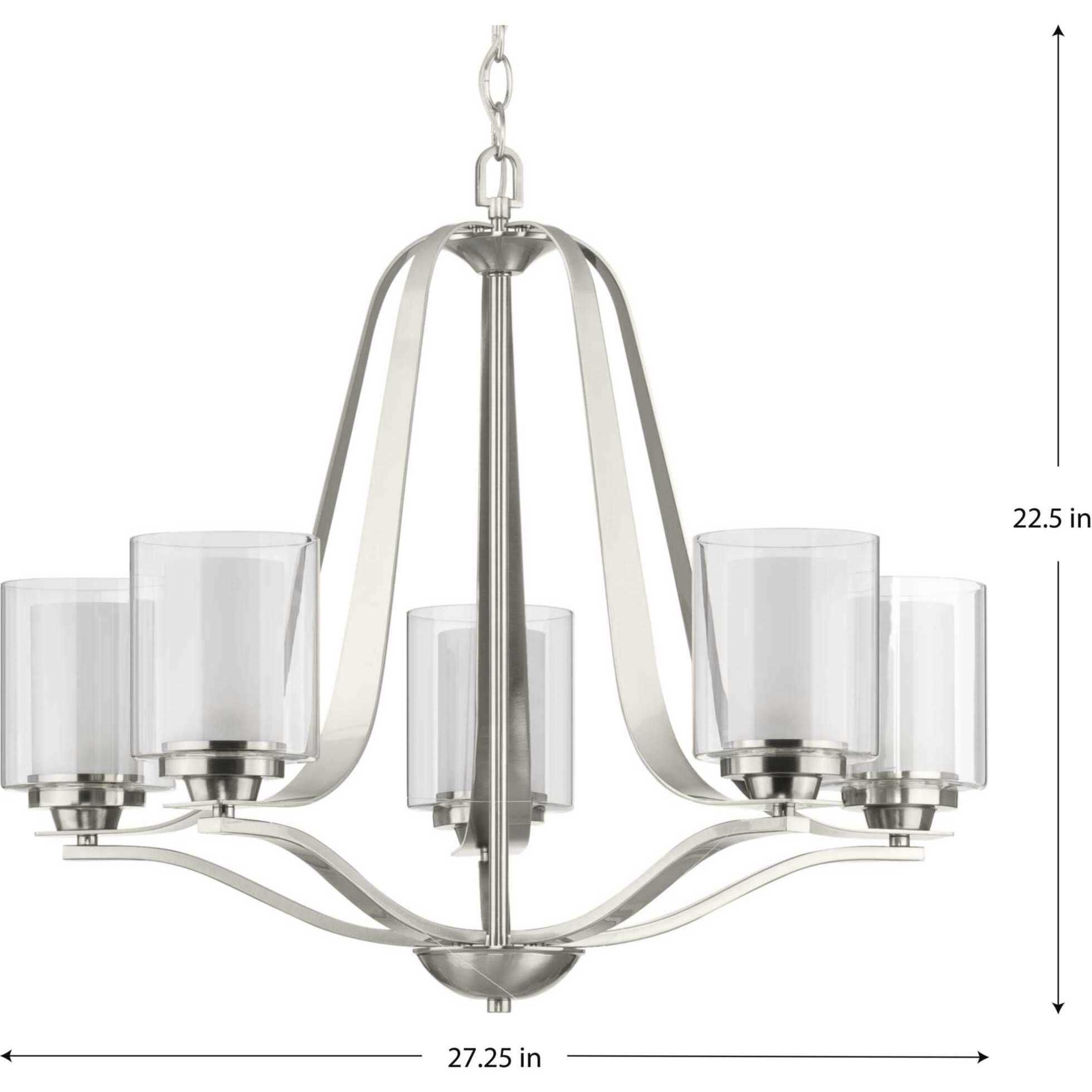 Kene 5 Light 27 inch Brushed Nickel Chandelier Ceiling Light