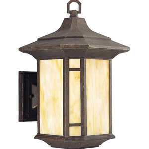 Arts And Crafts 1 Light 15 inch Weathered Bronze Outdoor Wall Lantern in Standard, Medium