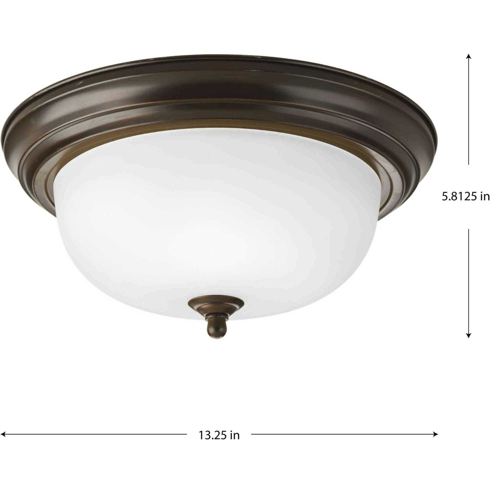 Dome Glass CTC 2 Light 13.25 inch Antique Bronze Flush Mount Ceiling Light in Etched