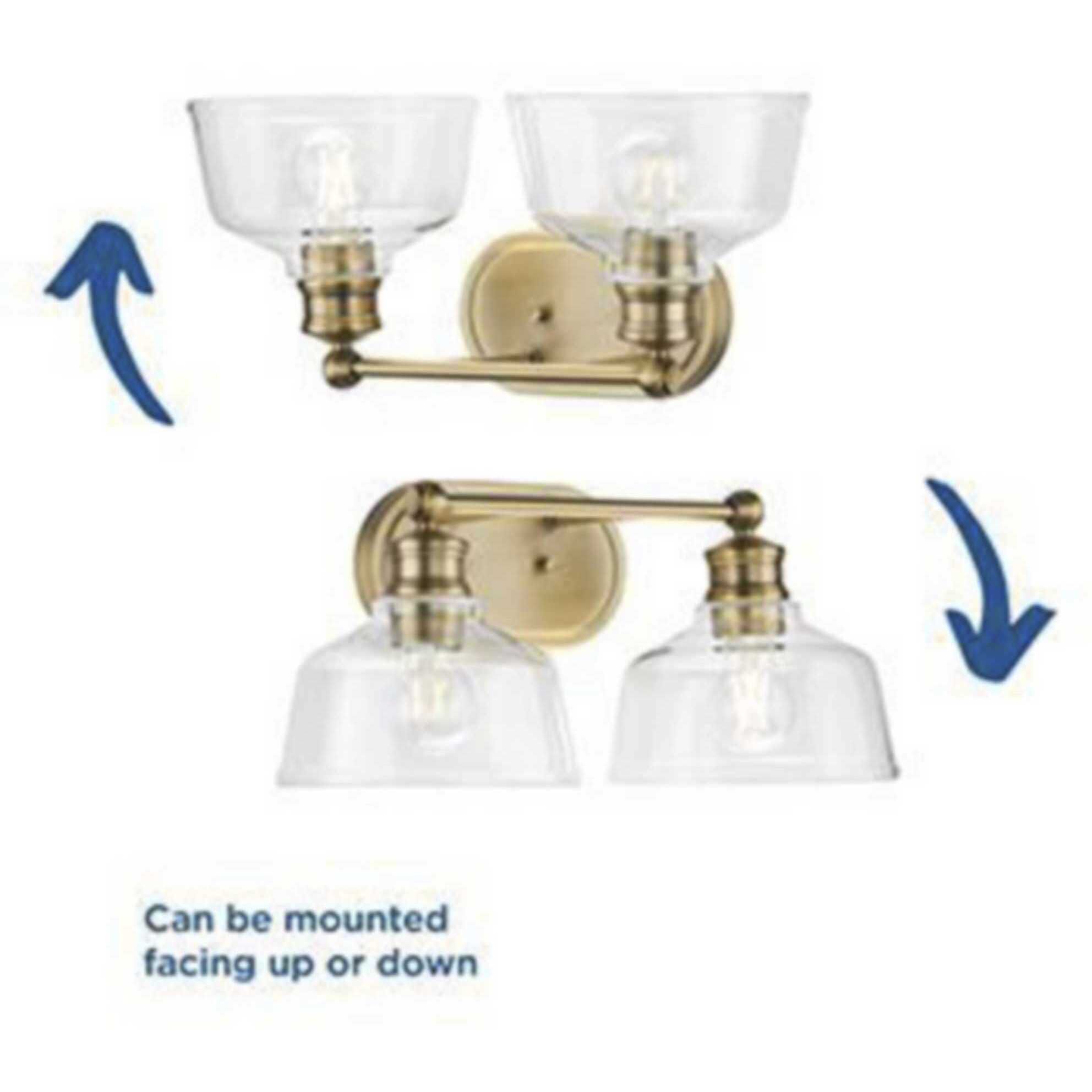 Singleton 2 Light 17 inch Vintage Brass Bath Vanity Wall Light