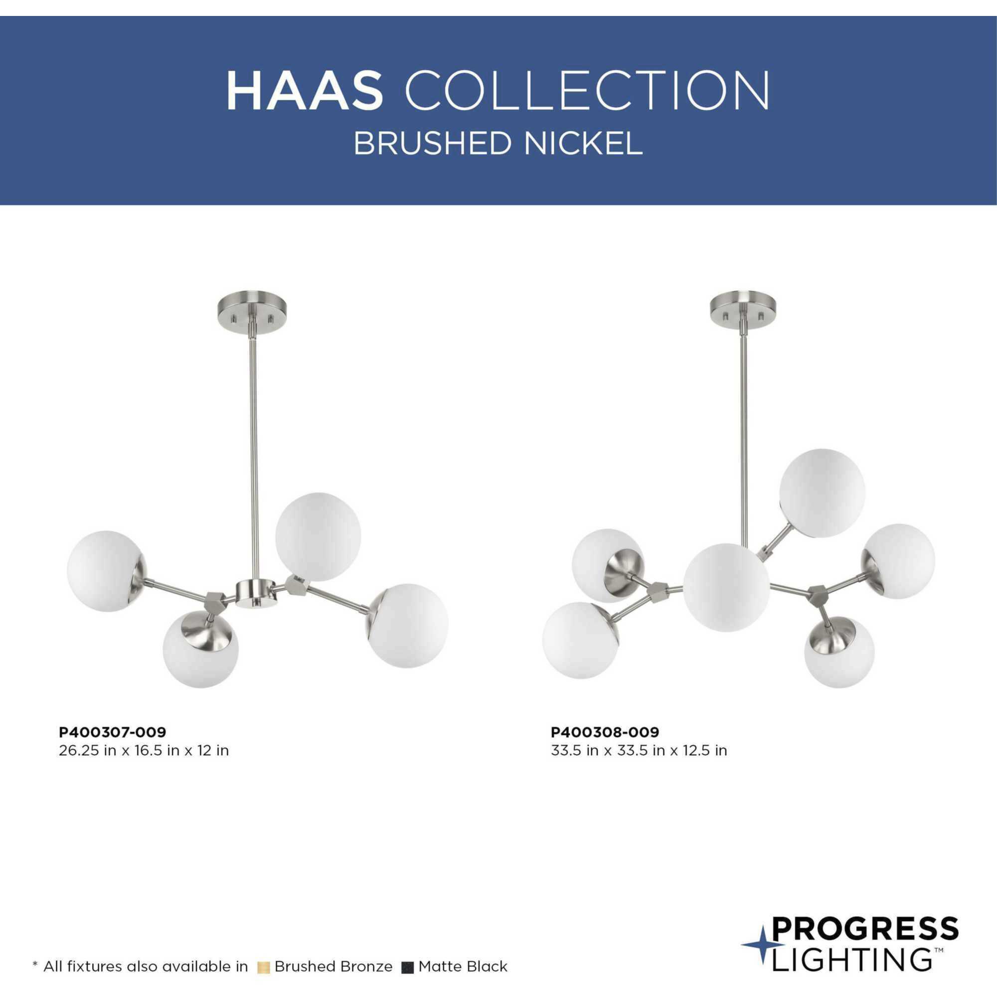 Haas 4 Light 16.5 inch Brushed Nickel Chandelier Ceiling Light, Design Series