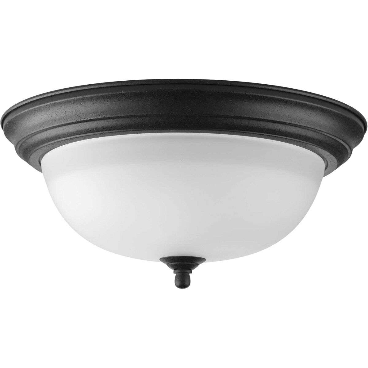 Dome Glass CTC 2 Light 13.25 inch Forged Black Flush Mount Ceiling Light in Alabaster Glass