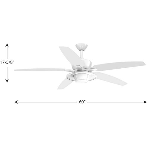 Montague 60 inch White Indoor/Outdoor Ceiling Fan, Progress LED