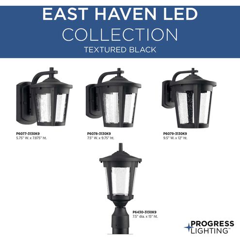 East Haven LED LED 8 inch Textured Black Outdoor Wall Lantern, Small, Progress LED