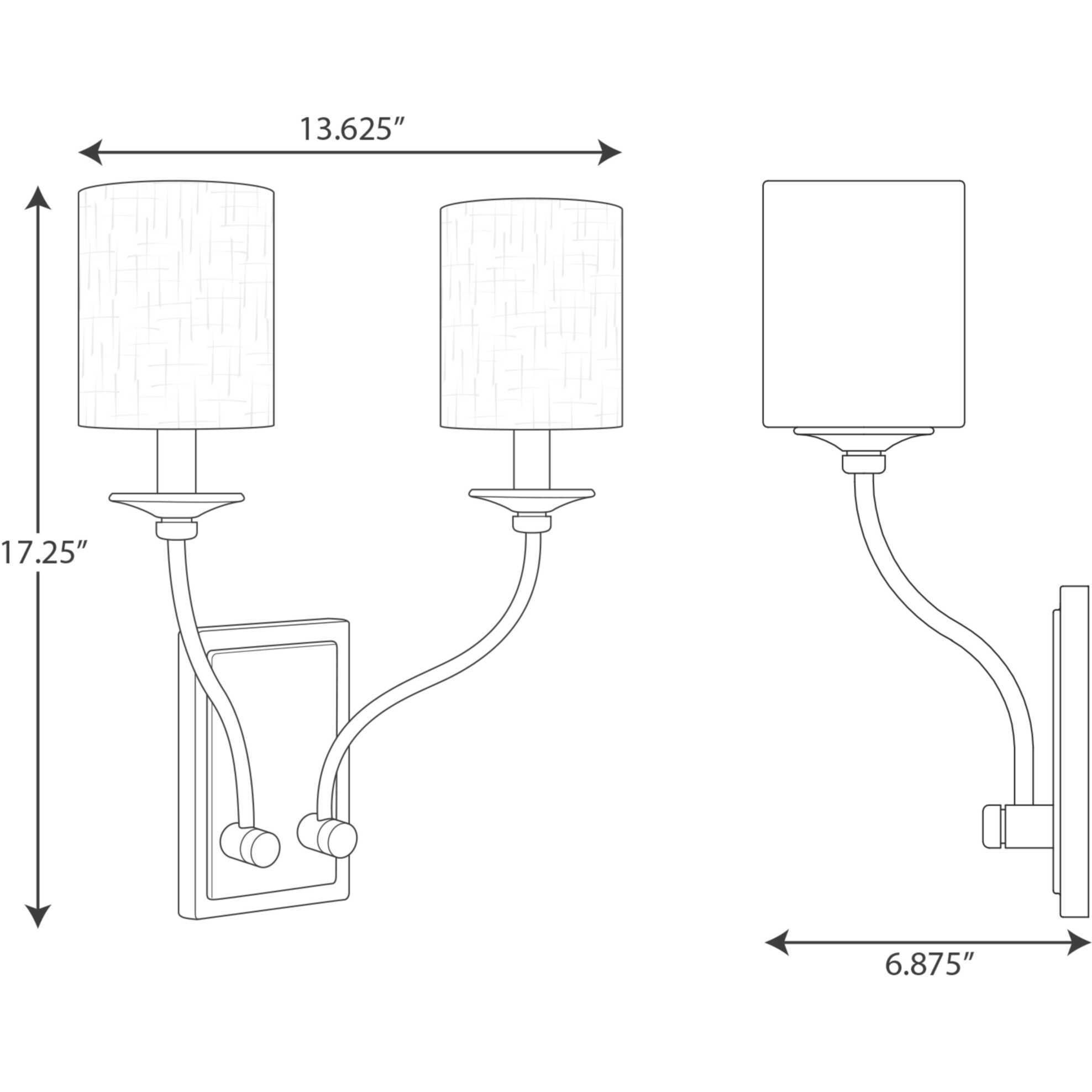 Bonita 2 Light 14 inch Brushed Nickel Wall Sconce Wall Light, Design Series