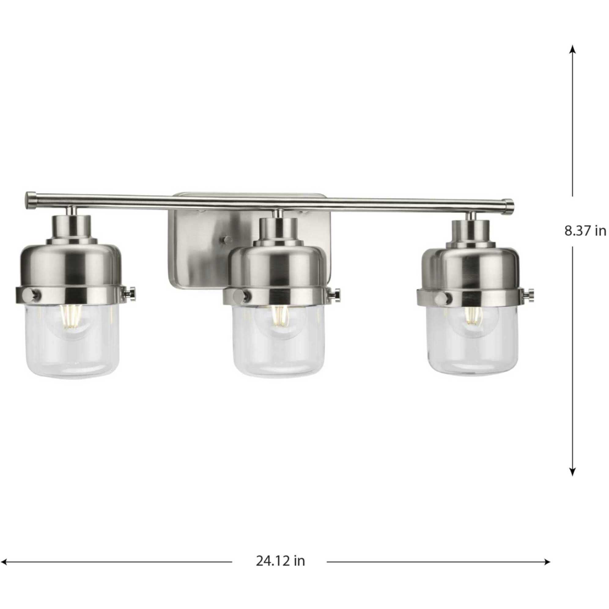 Beckner 3 Light 24.12 inch Brushed Nickel Bath Light Wall Light