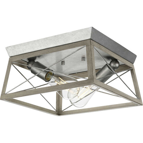 Briarwood 2 Light 12 inch Galvanized Flush Mount Ceiling Light