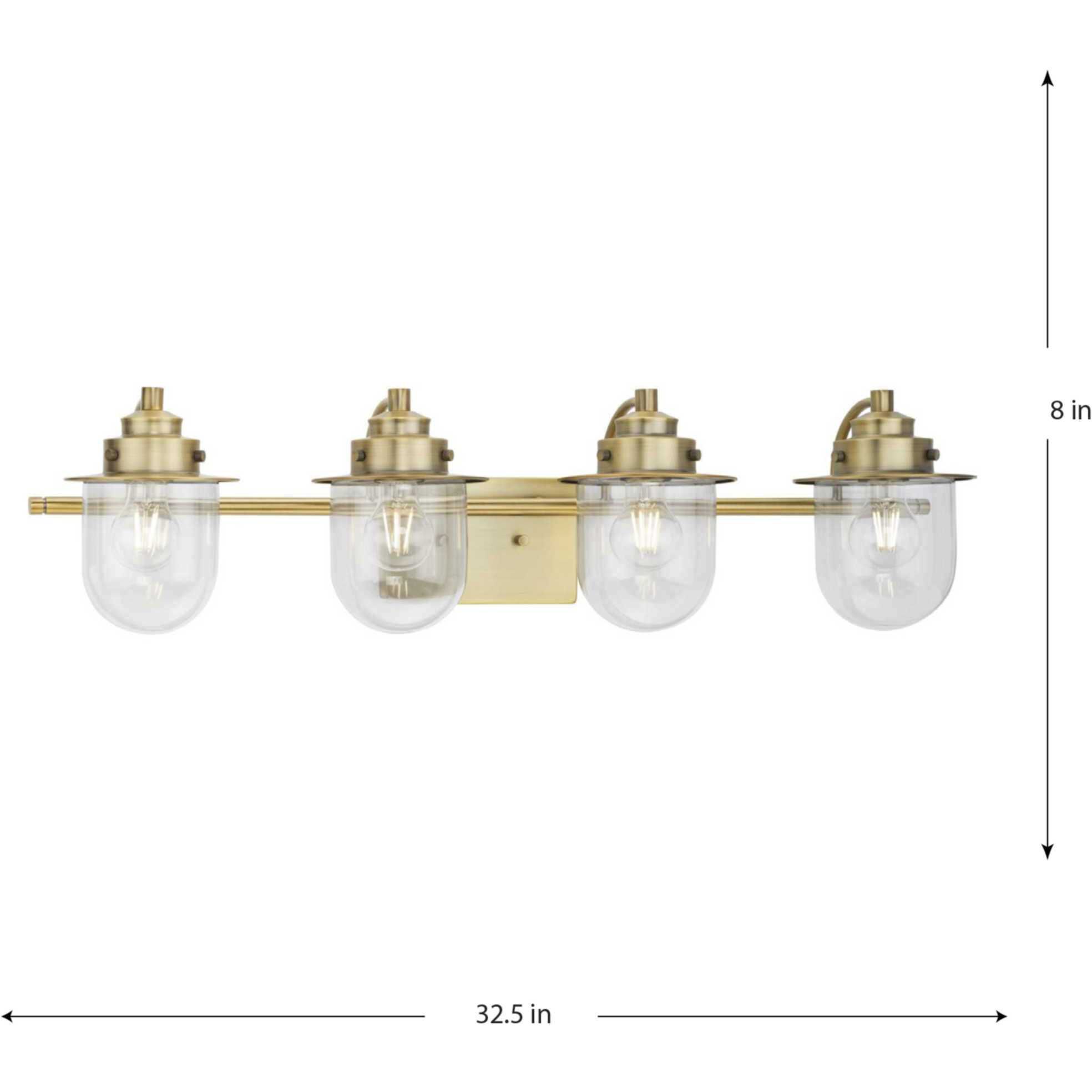 Northlake 4 Light 32.5 inch Vintage Brass Bath Light Wall Light