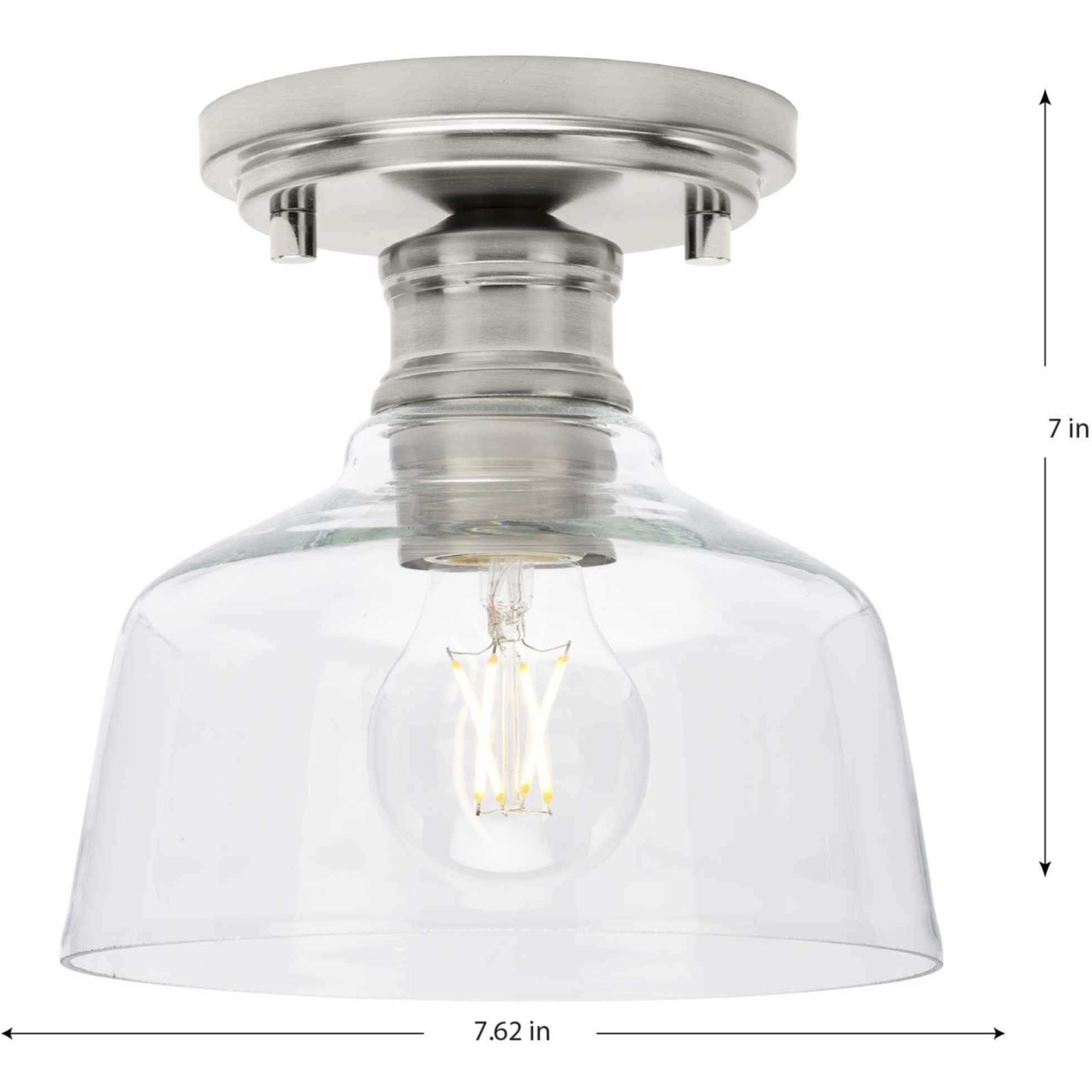 Singleton 1 Light 7.62 inch Brushed Nickel Semi-Flush Mount Ceiling Light