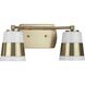 Haven 2 Light 16 inch Vintage Brass Bath Light Wall Light
