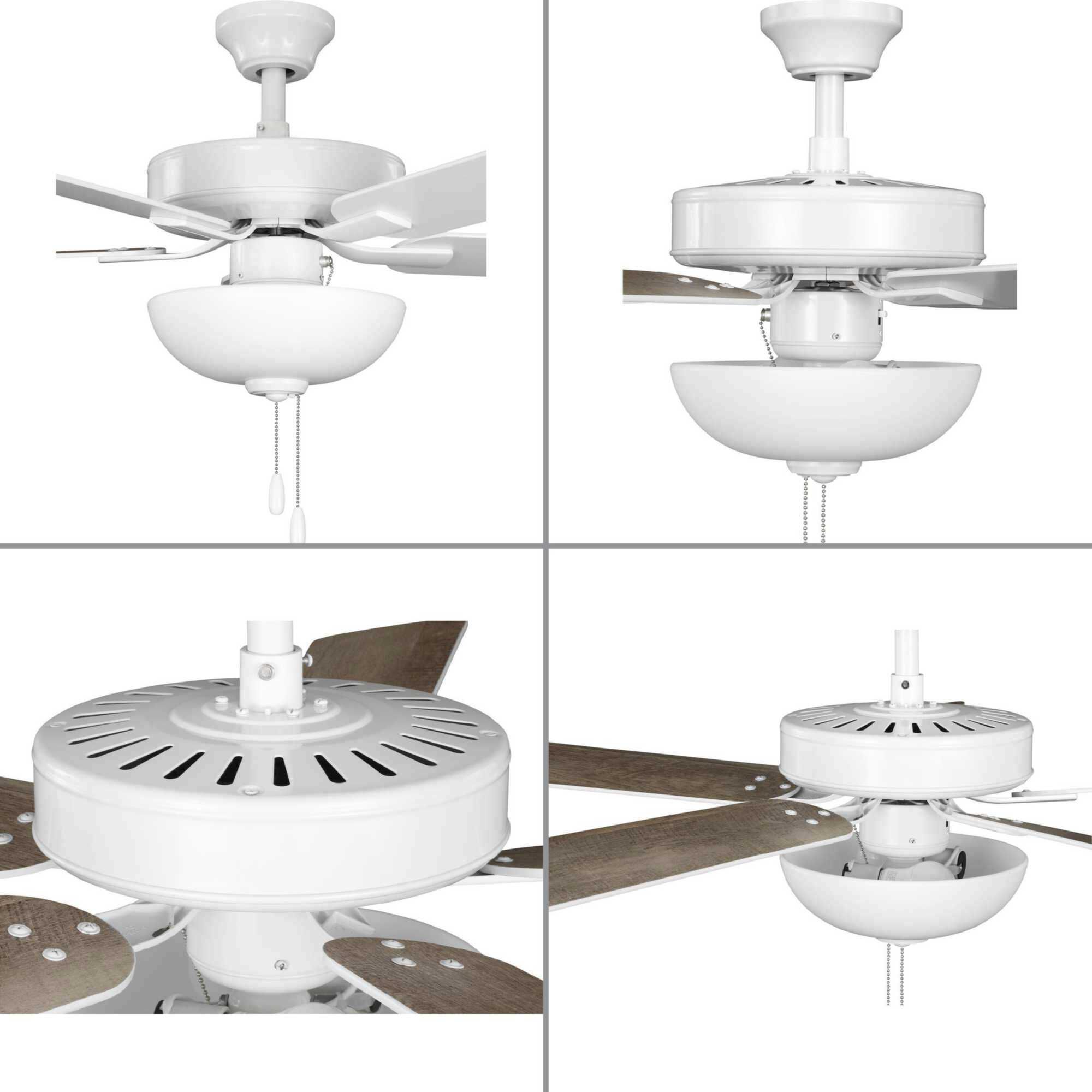AirPro 52 inch White with White/Antique Wood Blades Ceiling Fan