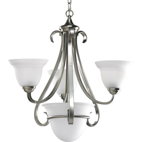 Torino 3 Light 24 inch Brushed Nickel Chandelier Ceiling Light in Etched