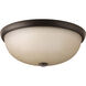 Random 3 Light 17 inch Antique Bronze Flush Mount Ceiling Light