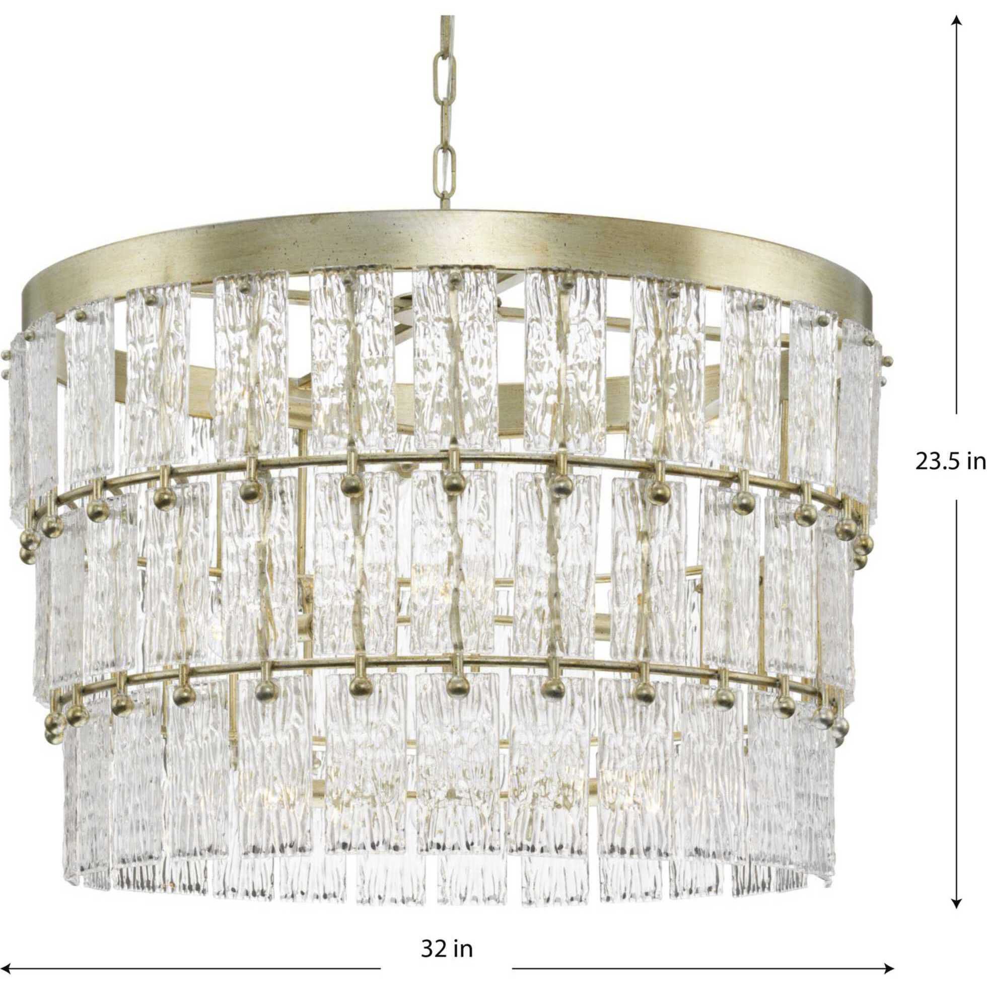 【保障できる】 Progress P400368-176 Chevall 9 Light 32 inch Gilded Silver ライト・ランタン